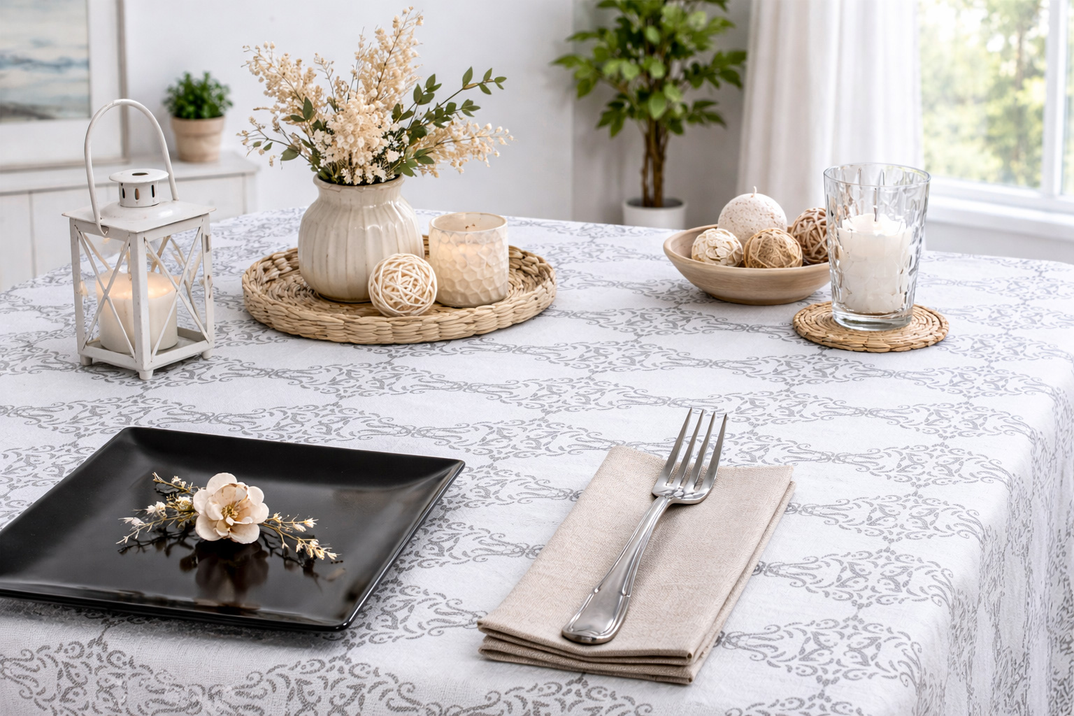 Mantel Air Soft 120x120cm Deco. Escorial Gris, 100uds