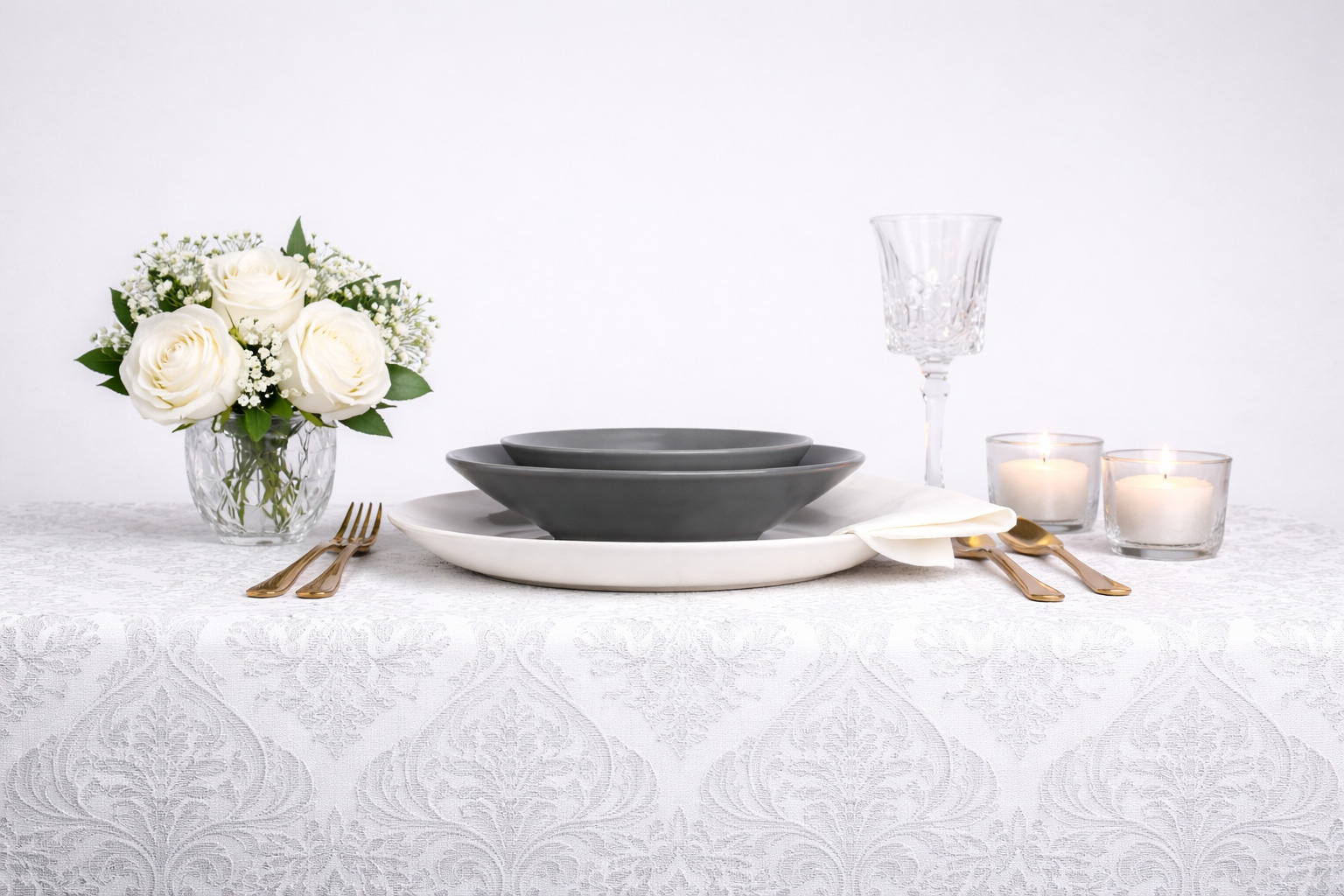 Mantel Air Soft 120x120cm Deco. Versalles Gris, 100uds