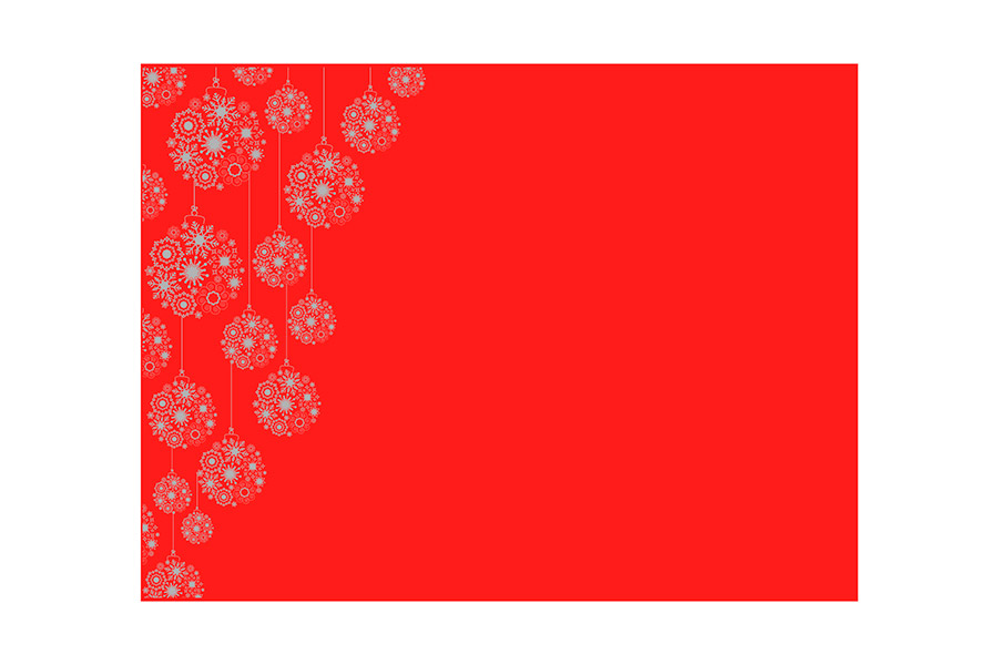 Mantel Air Soft 30x40cm Rojo Deco. Bolas Navidad Tinta Plata, 150uds