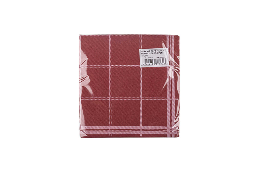 Servilletas Air Soft 40x40cm Burdeos Deco. Lyon, 600uds
