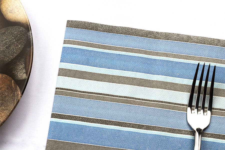 Servilletas Air Soft 40x40cm Deco. Linde Azul/Negro, 600uds
