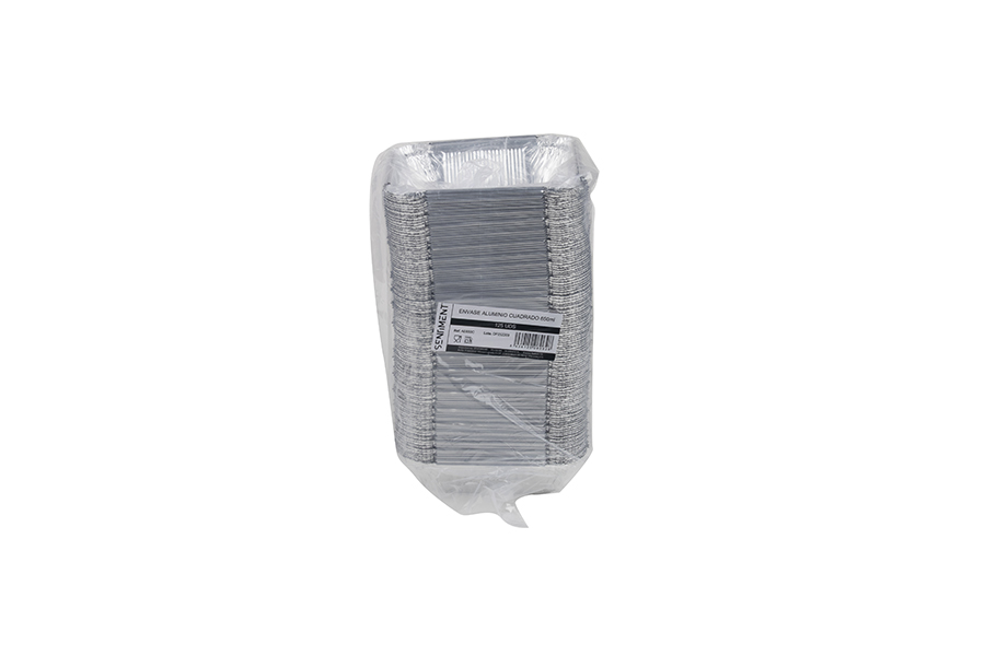 Envase Aluminio Cuadrado 650ml, 1000uds