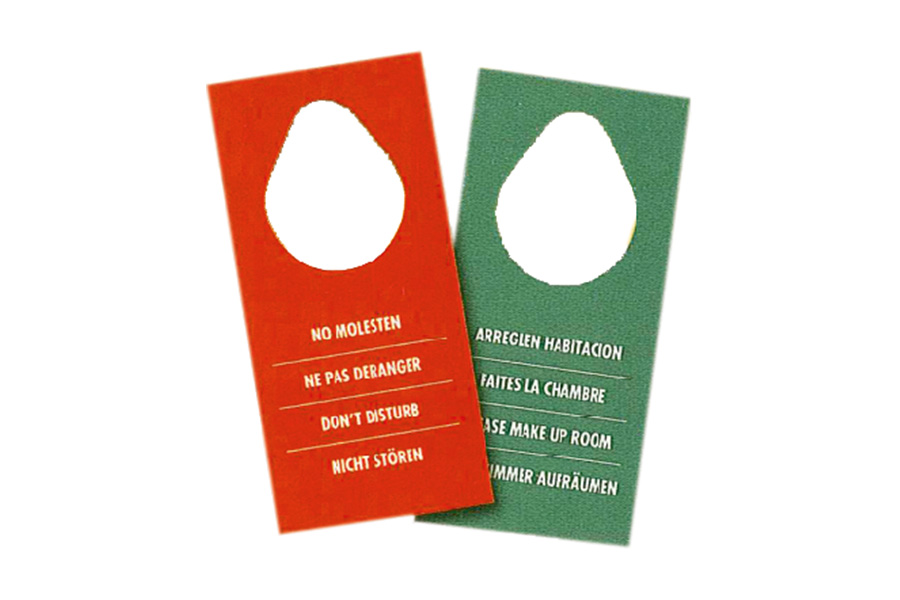 Colgador Puerta 4 Idiomas 2 Caras Verde/Rojo, 100uds