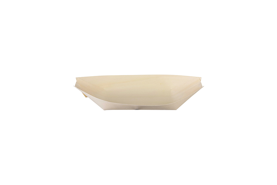 Barqueta de madera 400ml 25x11x2cm, 50uds x 40pq