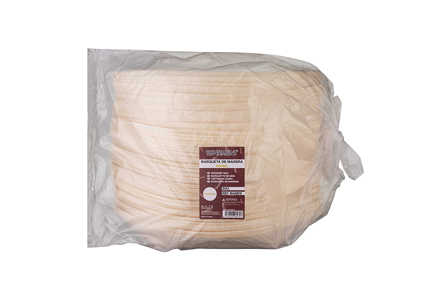 Barqueta de madera 400ml 25x11x2cm, 50uds x 40pq