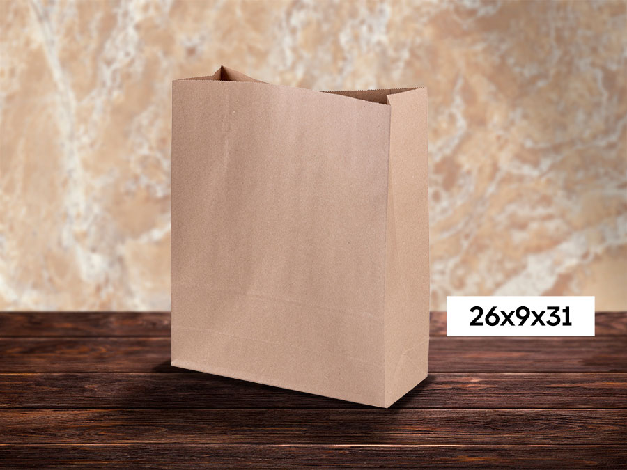 Bolsa Papel Kraft Americana 26x9x31cm 80gr, 300uds