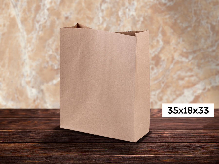 Bolsa Papel Kraft Americana 35x18x33cm 90g, 250uds