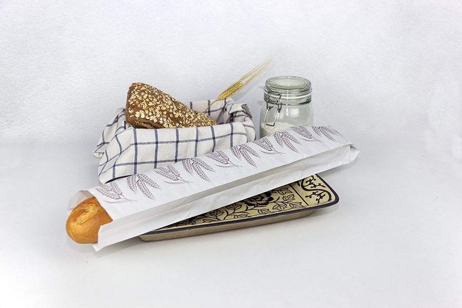 Bolsa Papel 12+6x58cm 40gr Blanco Deco. Espigas, 1.000uds
