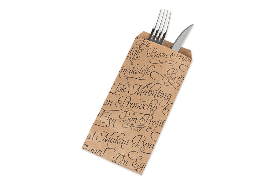 Bolsa Papel Portacubiertos 11x24cm Eco Nature Deco. Buen Provecho, 1.000uds