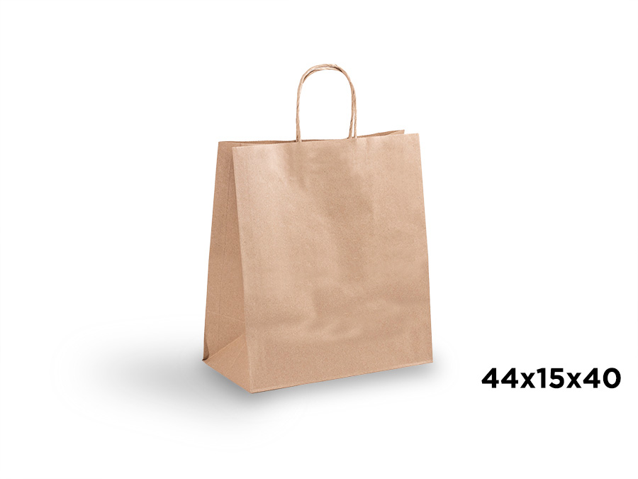 Bolsa Papel Kraft Asa Rizada 44x15x40cm 100gr, 180uds