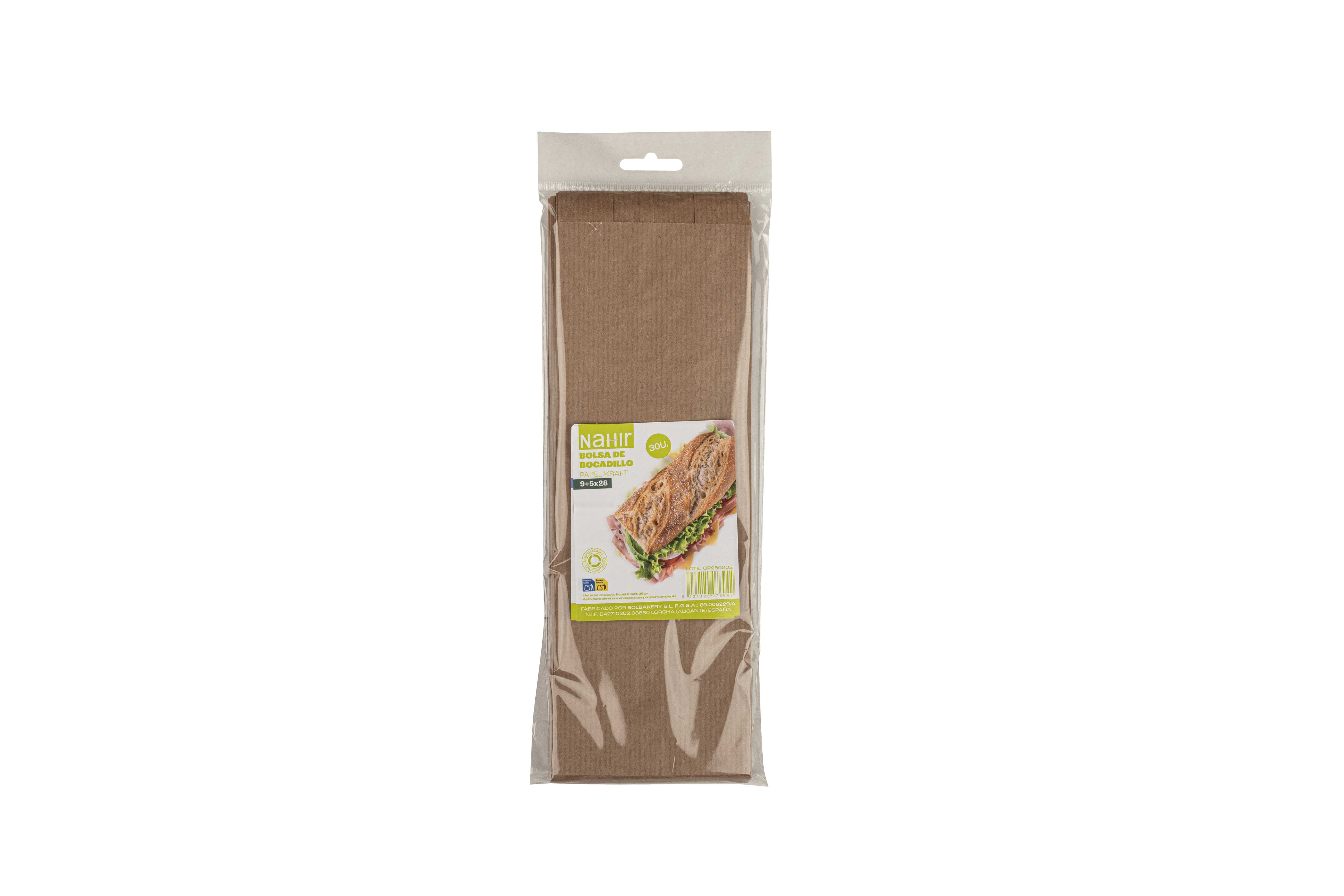 Bolsa Papel Kraft Verjurado 9+5x28cm 35gr 900uds(30pq x 30ud)(Retractilado y etiquetado)