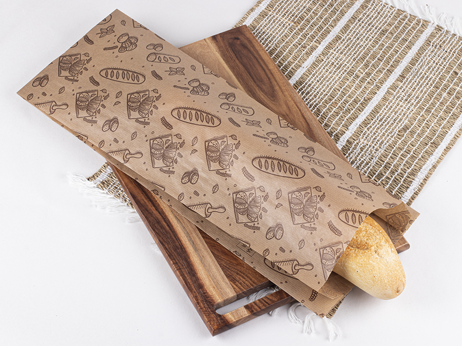 Bolsa Papel 22+12x36cm 40gr Kraft Verjurado Bakery, 1.000uds