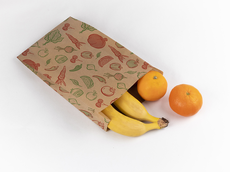 Bolsa Papel 14+7x27,5cm 35gr Kraft Verjurado Fruteria, 1.000uds
