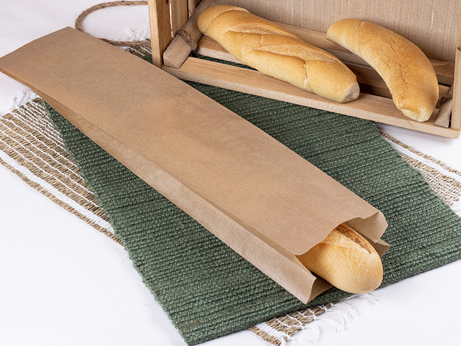 Bolsa Papel 12+6x58cm 35gr Kraft Verjurado Reciclado, 1.000uds