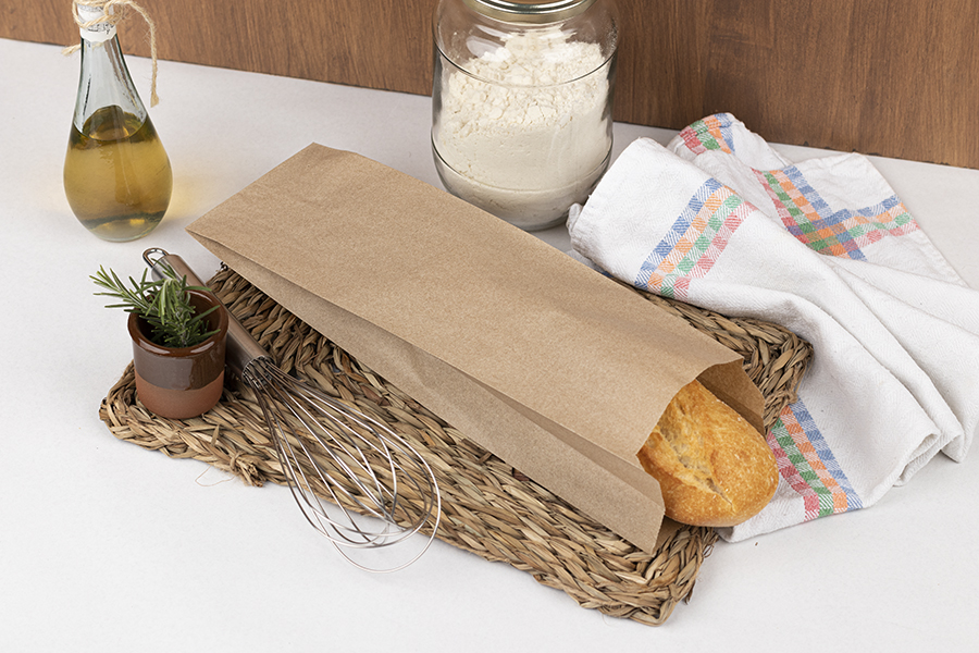Bolsa Papel 9+5x32cm 35gr Kraft Verjurado Reciclado, 1.000uds