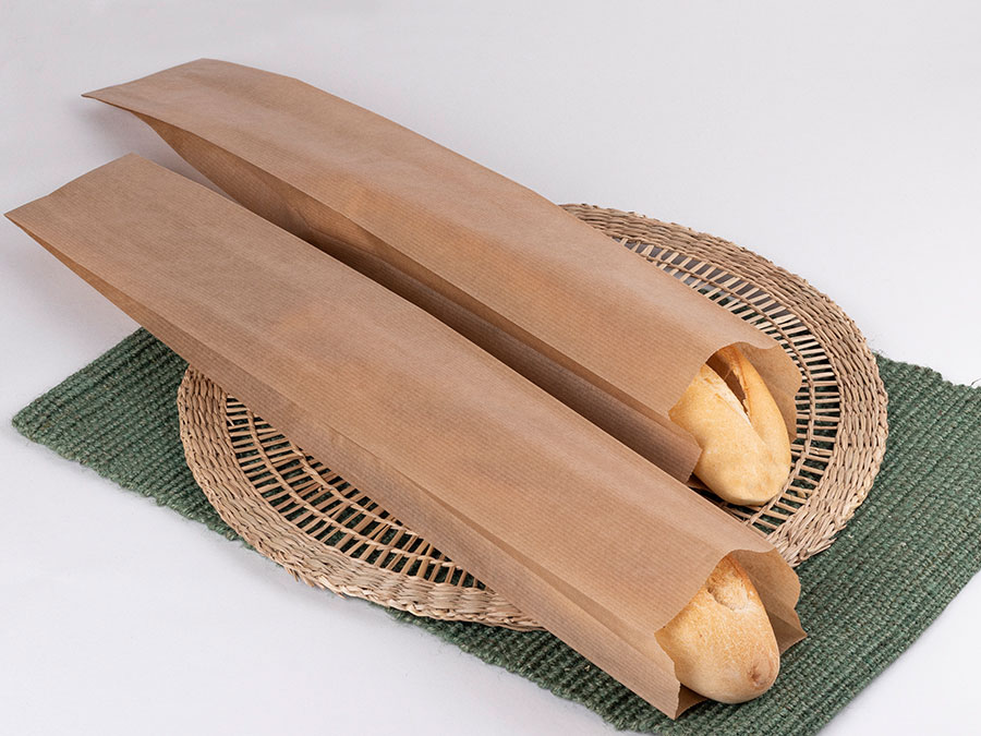 Bolsa Papel 9+5x58cm 35gr Kraft Verjurado Reciclado, 1.000uds