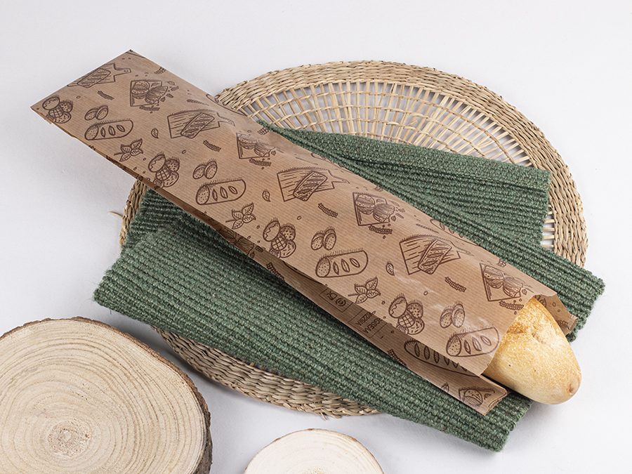 Bolsa Papel 12+6x58cm 35gr Kraft Verjurado Reciclado Deco. Bakery, 1.000uds