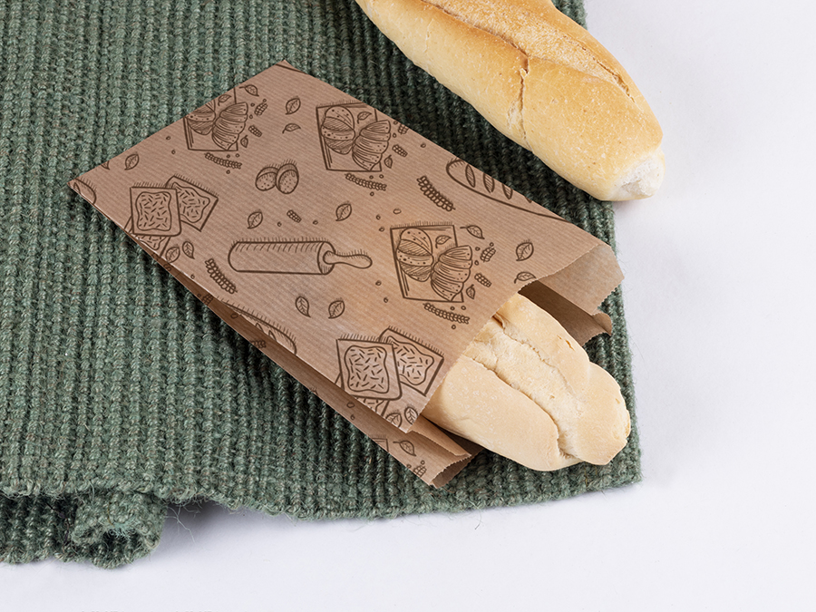 Bolsa Papel 9+5x50cm 35gr Kraft Verjurado Reciclado Deco. Bakery, 1.000uds