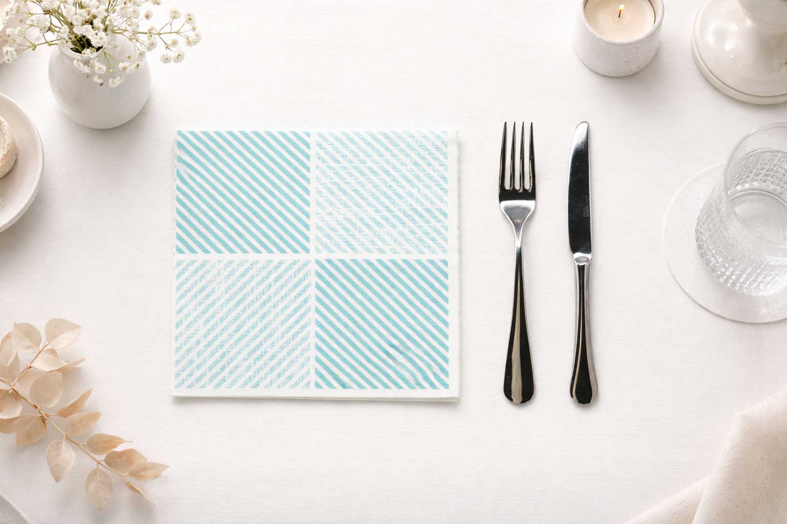 Servilletas Bambulux 40x40cm Deco. Diagonal Agua Marina, 480uds