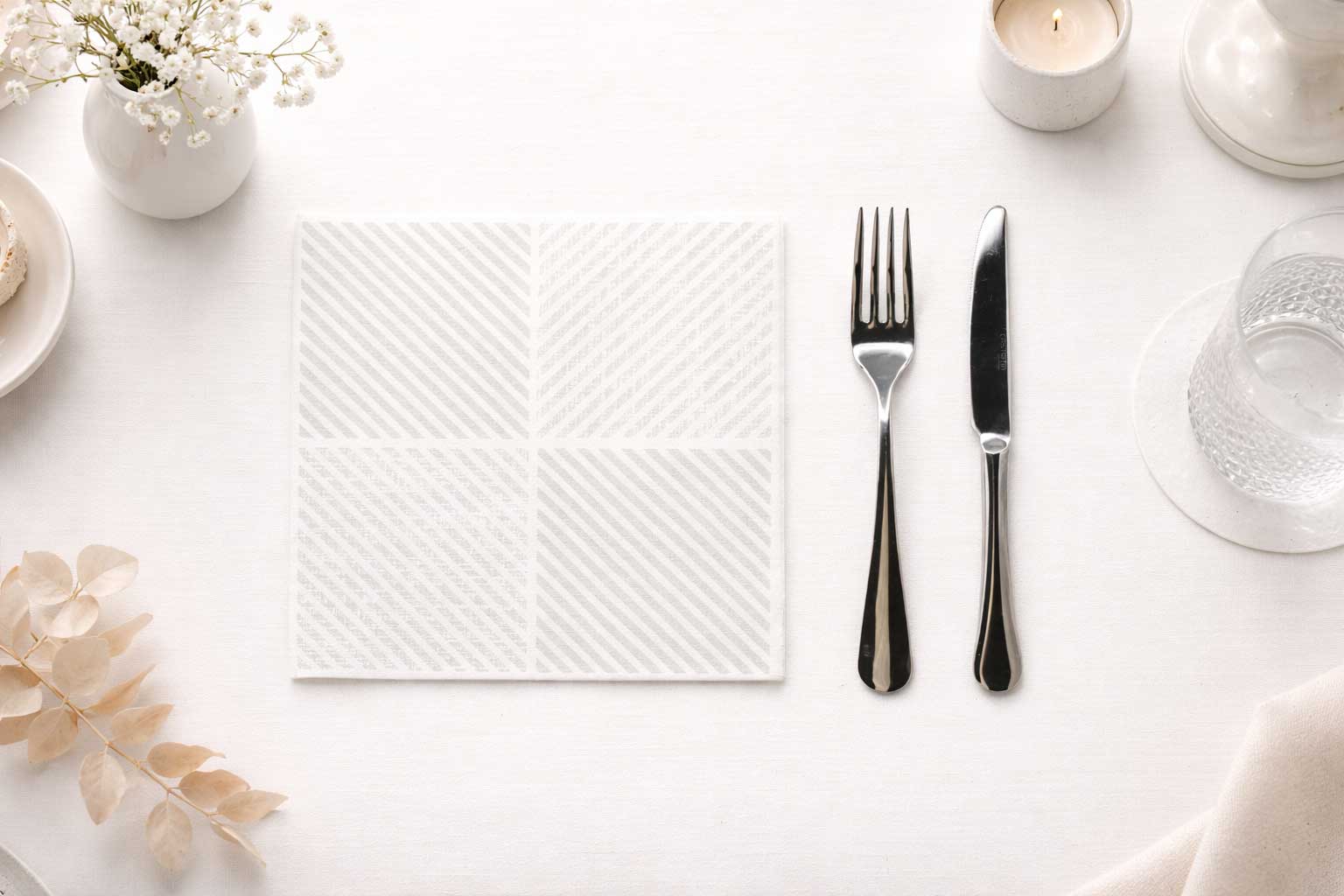 Servilletas Bambulux 40x40cm Deco. Diagonal Gris, 480uds