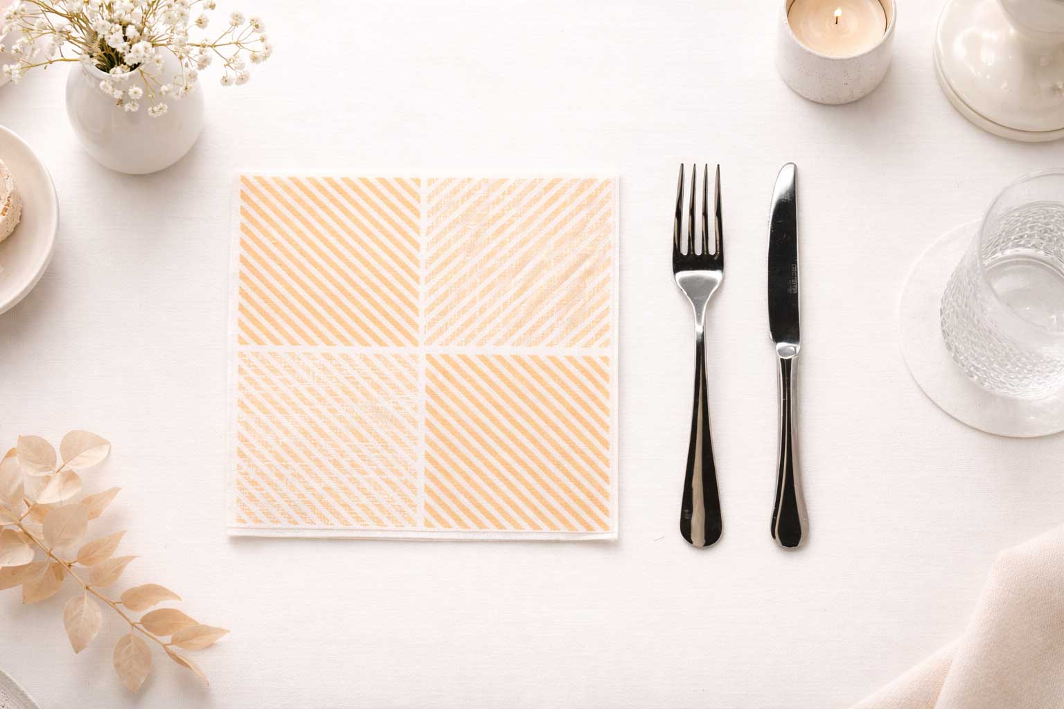 Servilletas Bambulux 40x40cm Deco. Diagonal Melocotón, 480uds