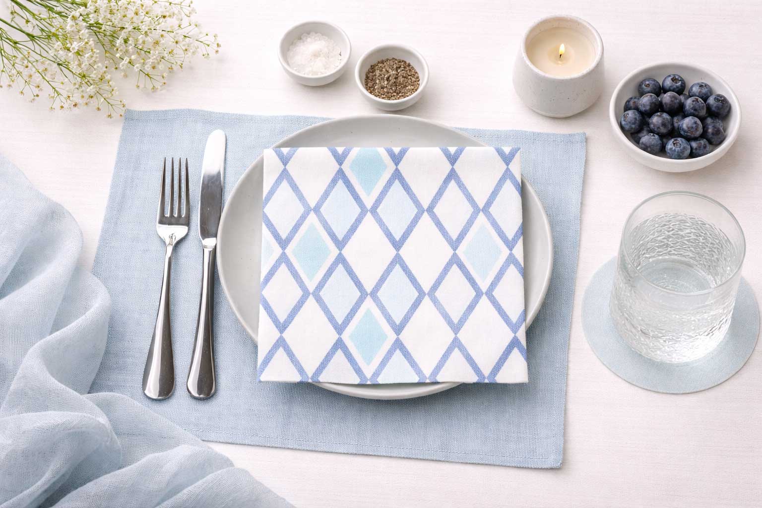 Servilletas Bambulux 40x40cm Deco. Tresmall Azul, 480uds