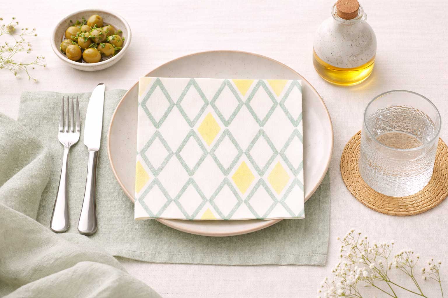 Servilletas Bambulux 40x40cm Deco. Tresmall Verde, 480uds