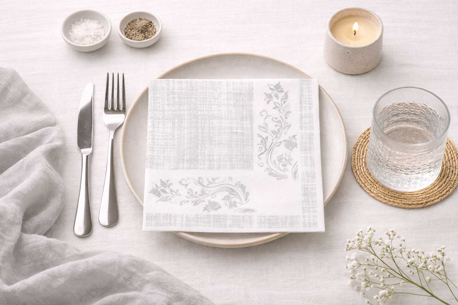Servilletas Bambulux 40x40cm Deco. Venecia Gris, 480uds