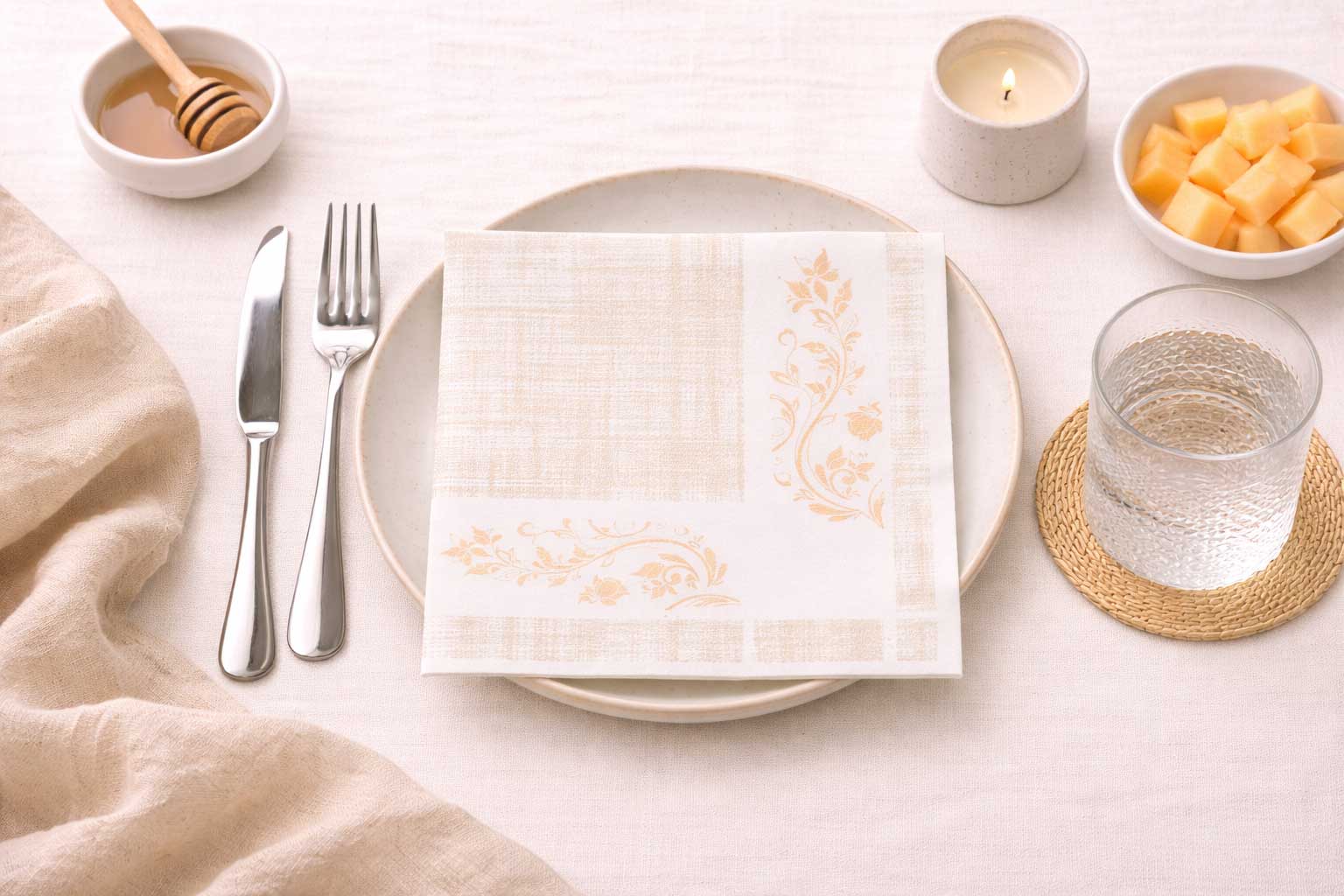 Servilletas Bambulux 40x40cm Deco. Venecia Melocotón, 480uds
