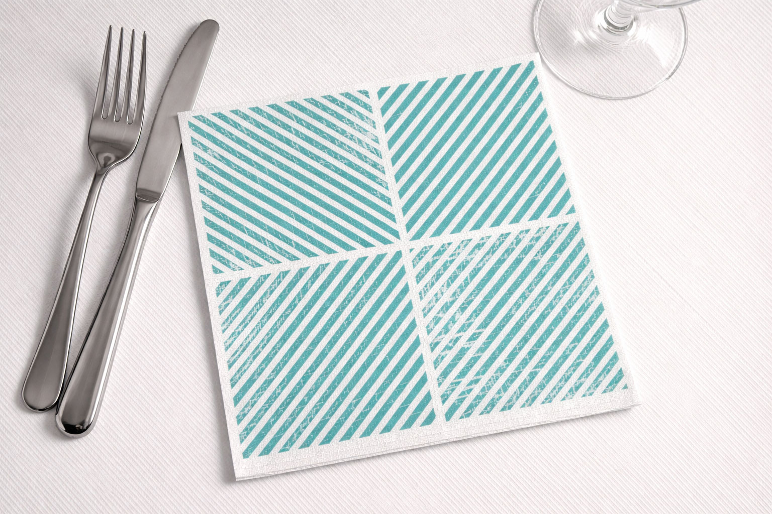 Servilletas Bambulux 48x48cm Deco. Diagonal Agua Marina. 240uds