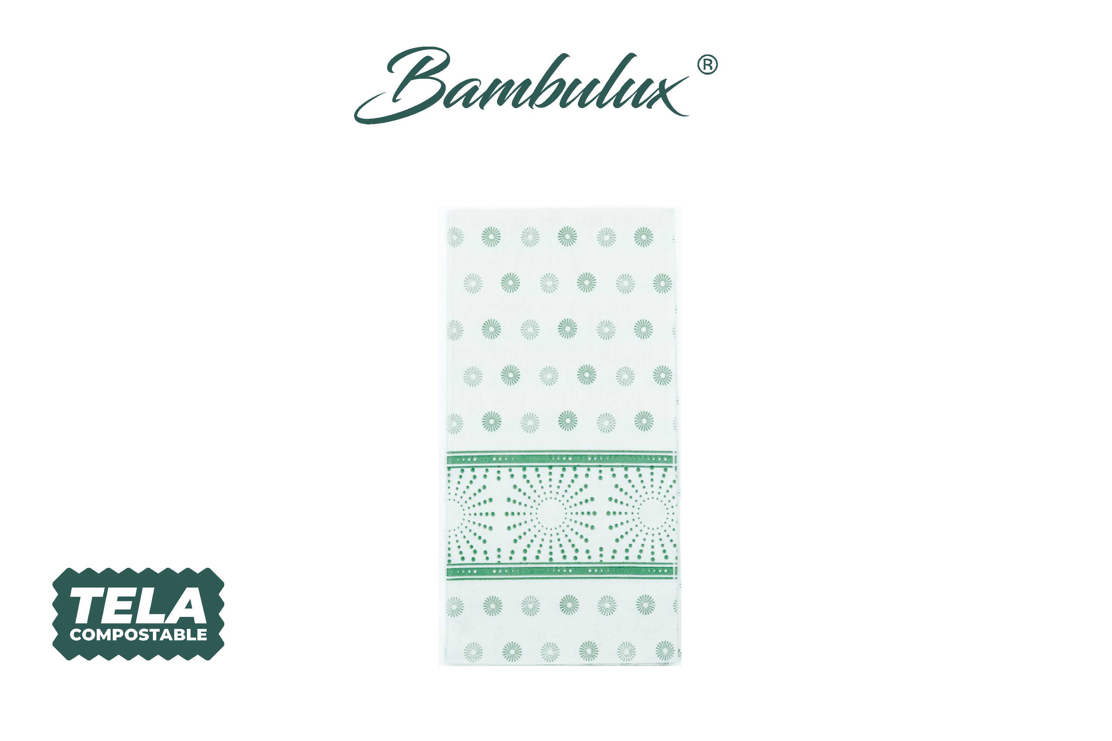 Servilletas Bambulux 48x48cm 1/8 Deco. Esferas Verde, 300uds