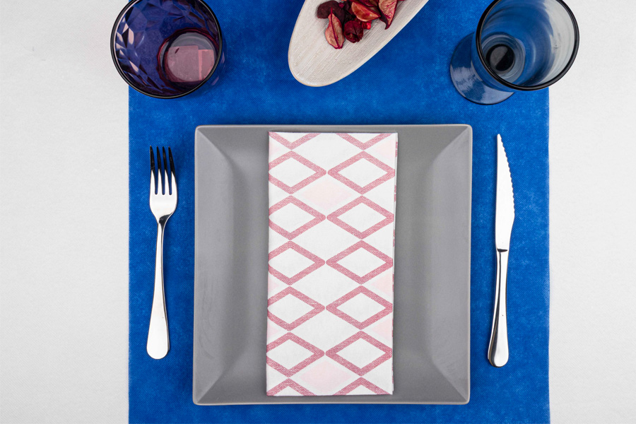 Servilletas Bambulux 48x48cm 1/8 Deco. Tresmall Burdeos Rosa, 300uds