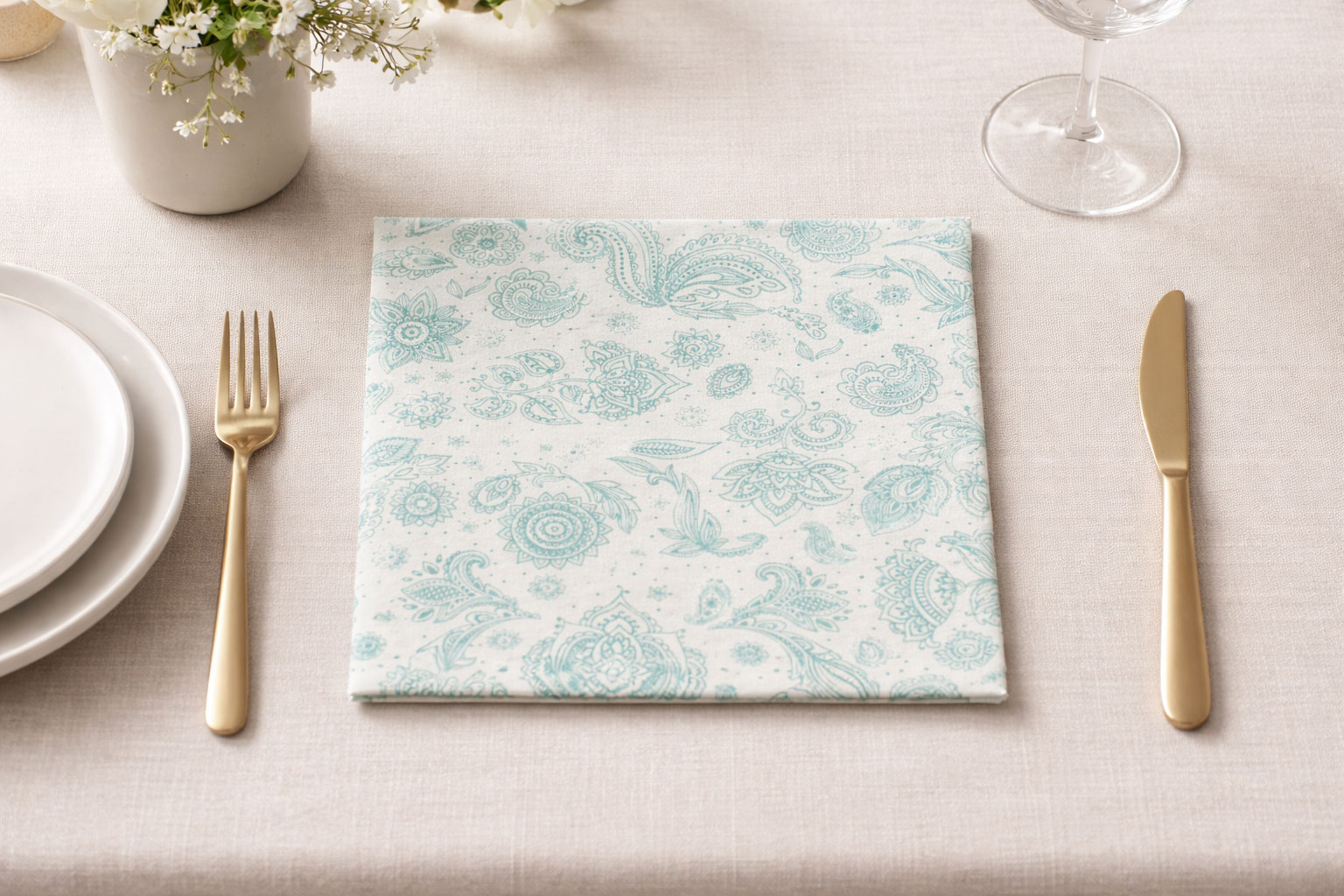 Servilletas Bambulux 48x48cm Deco. Yakarta Agua Marina, 240uds