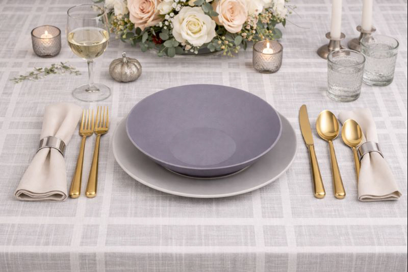 Mantel Bambulux 100x100cm Pleg. 1/8 Deco. Menorca Gris, 100uds