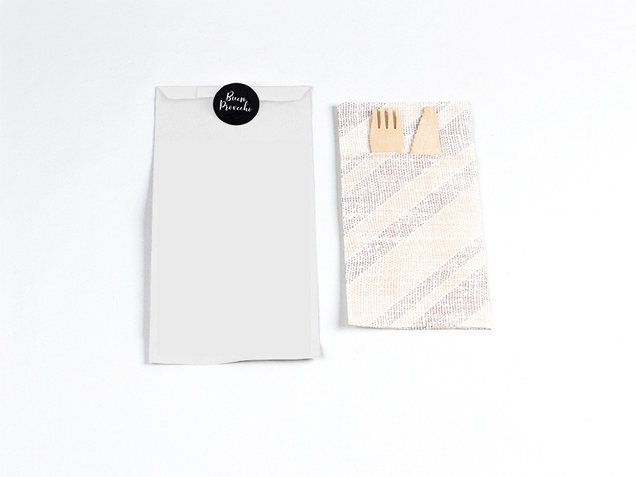 Bolsa Papel Portacubiertos 9x24cm 40gr Blanco, 1.000uds
