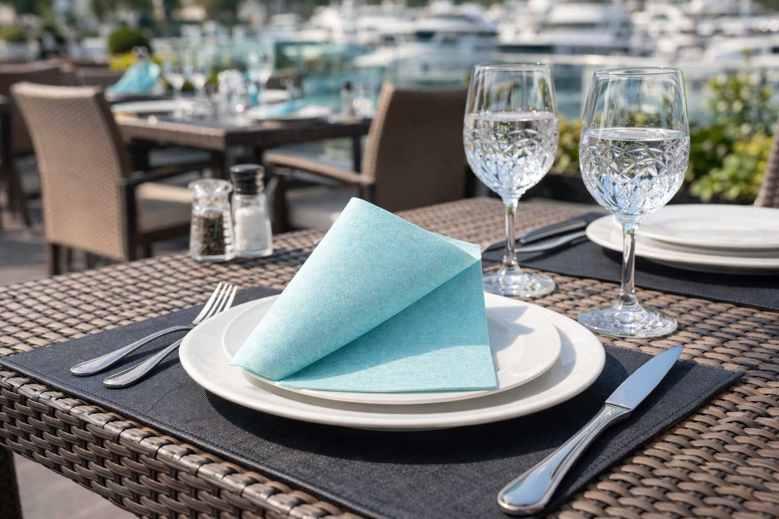 Servilletas Bambutex 30x40cm 1/4 Deco. Capri Agua Marina, 600uds