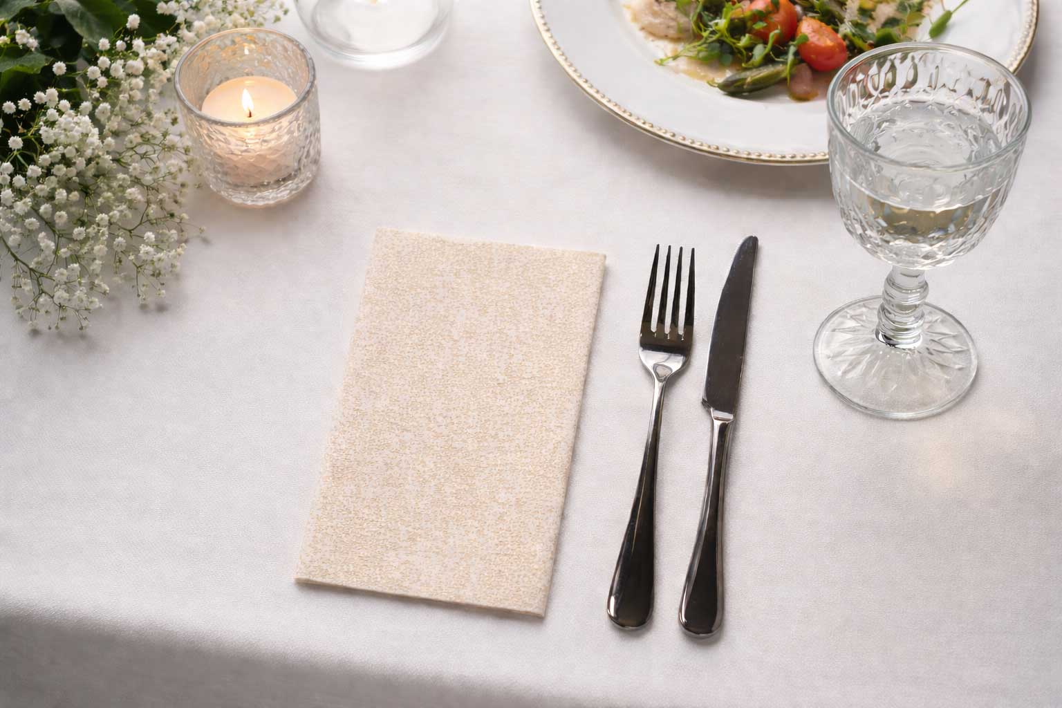 Servilletas Bambutex 40x40cm 1/8 Deco. Esparta Crema, 400uds