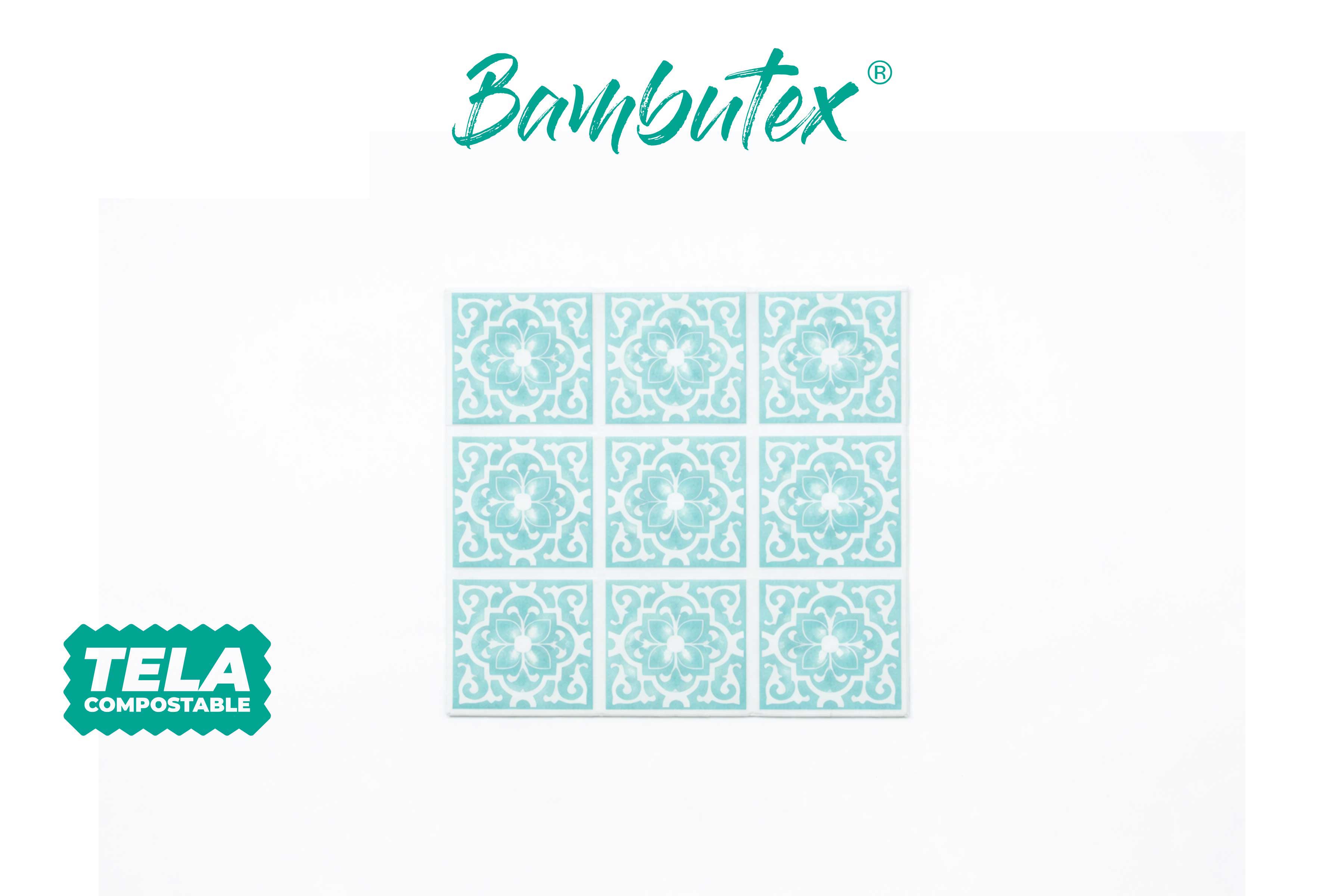 Servilletas Bambutex 40x40cm Deco. Azulejo Agua Marina, 600uds
