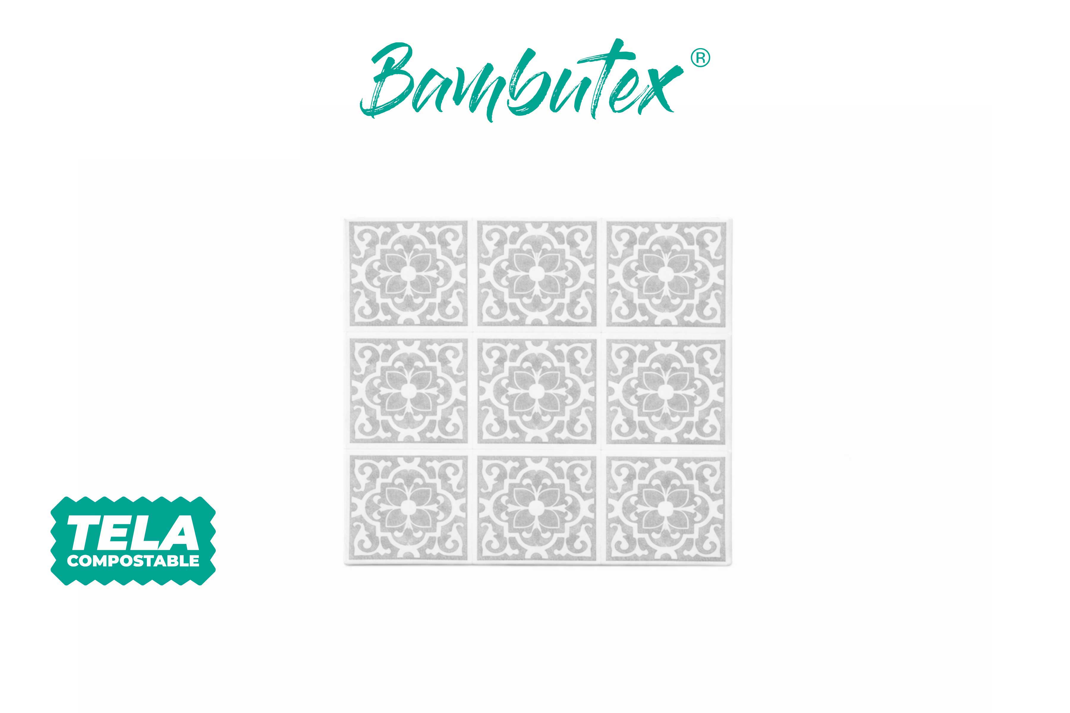 Servilletas Bambutex 40x40cm Deco. Azulejo Gris, 600uds