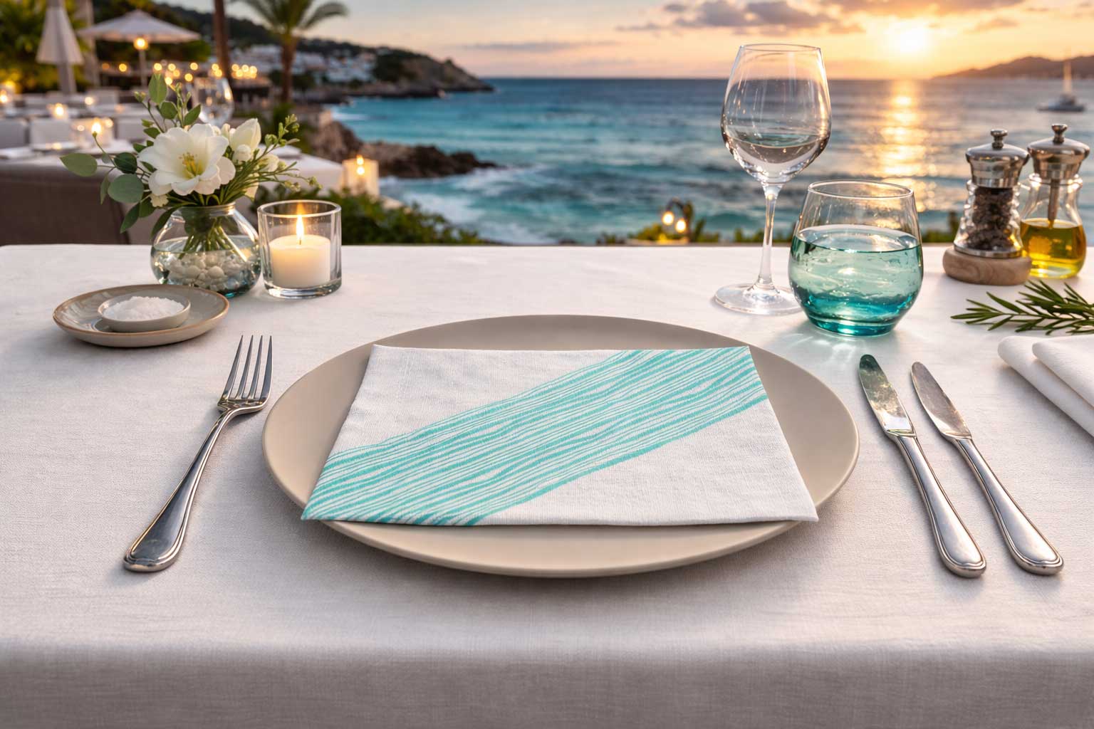 Servilletas Bambutex 40x40cm Deco. Ibiza Agua Marina, 600uds