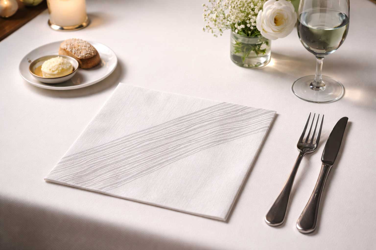 Servilletas Bambutex 40x40cm Deco. Ibiza Gris, 600uds