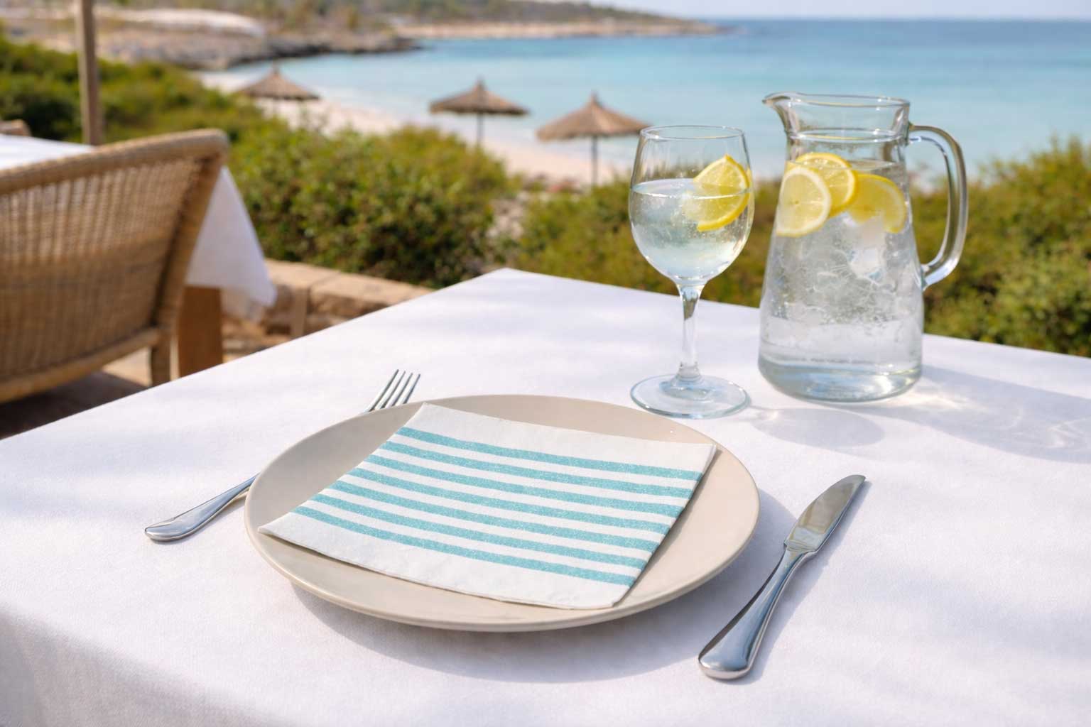 Servilletas Bambutex 40x40cm Deco. Marino Agua Marina, 600uds