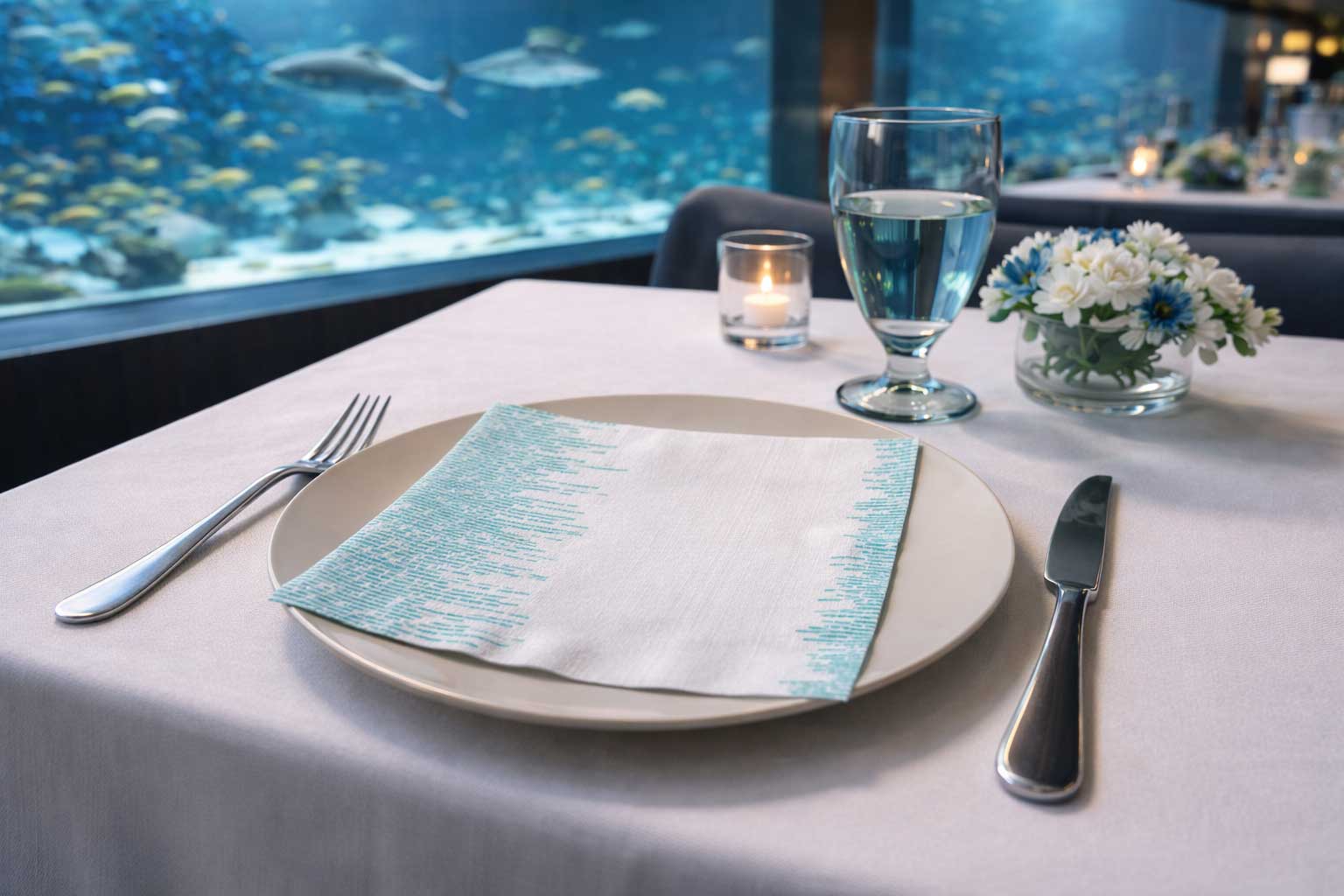 Servilletas Bambutex 40x40cm Deco. Sonora Agua Marina, 600uds