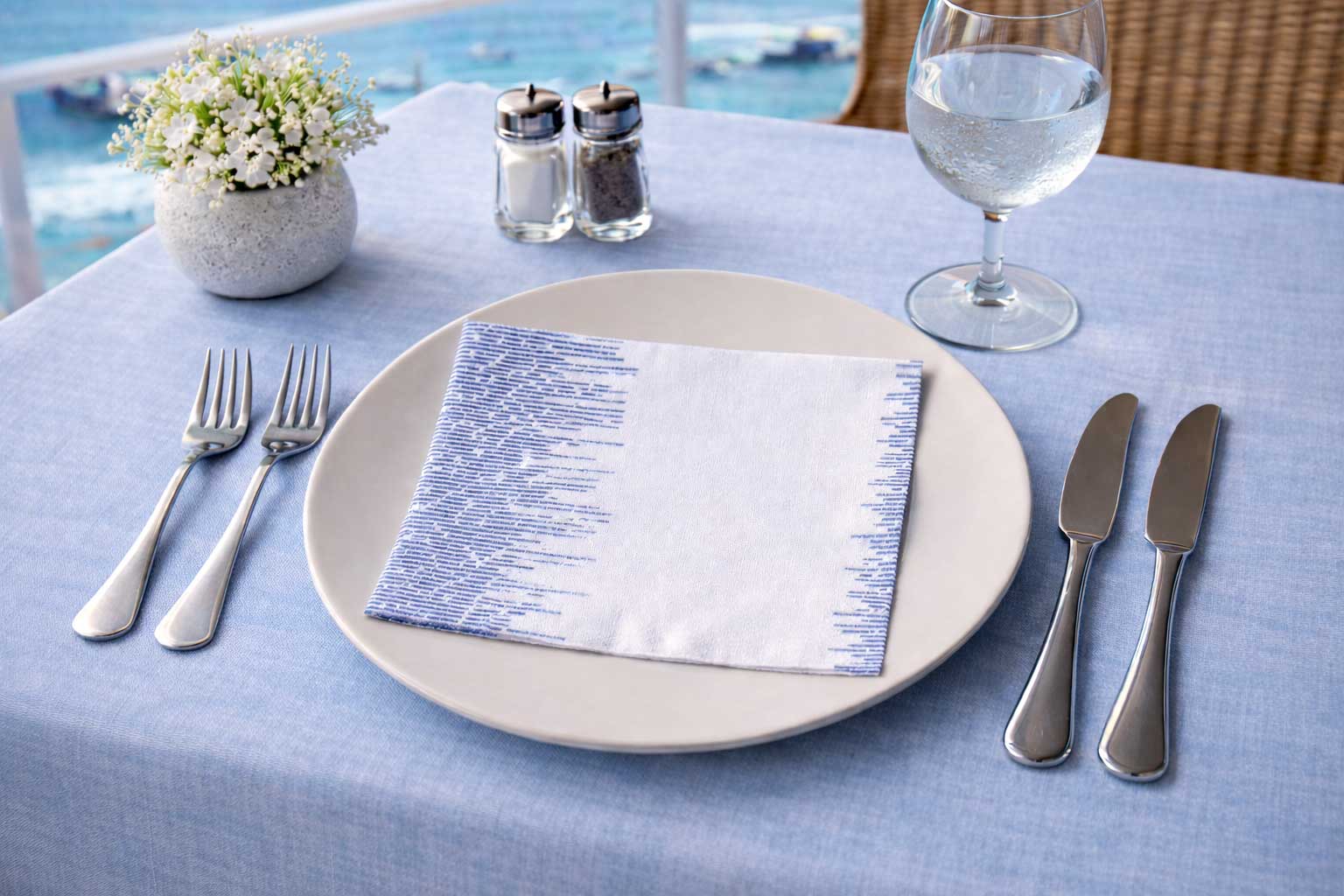 Servilletas Bambutex 40x40cm Deco. Sonora Azul, 600uds