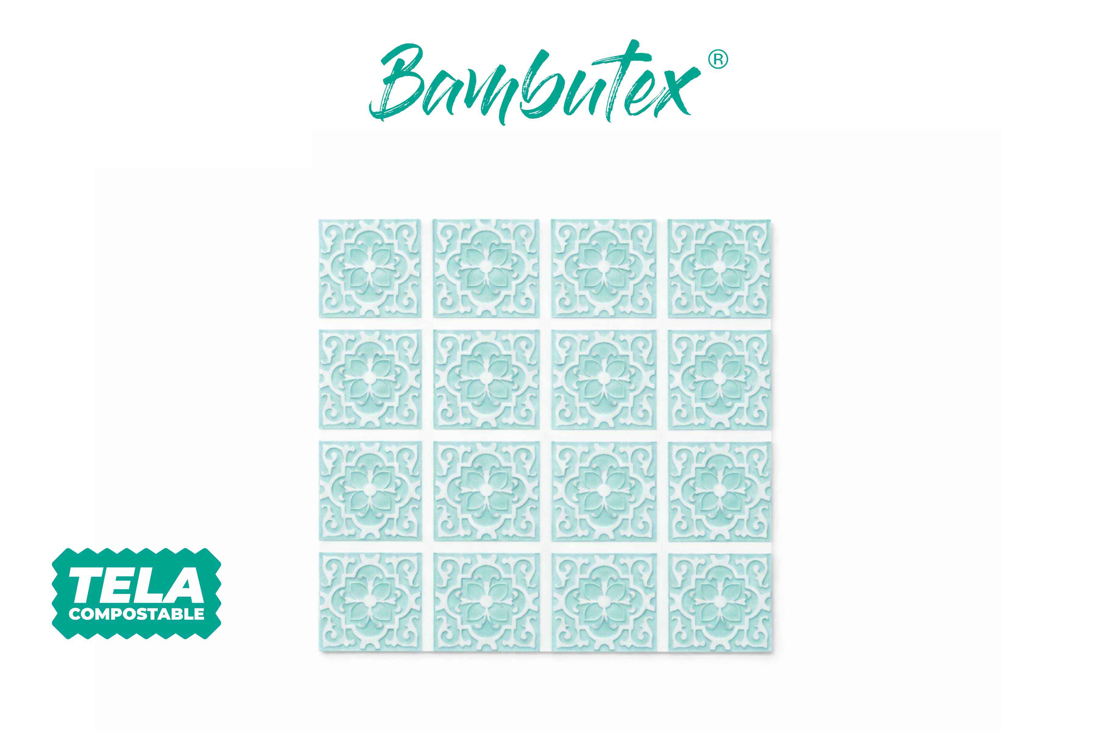 Servilletas Bambutex 48x48cm Deco. Azulejo Agua Marina, 300uds