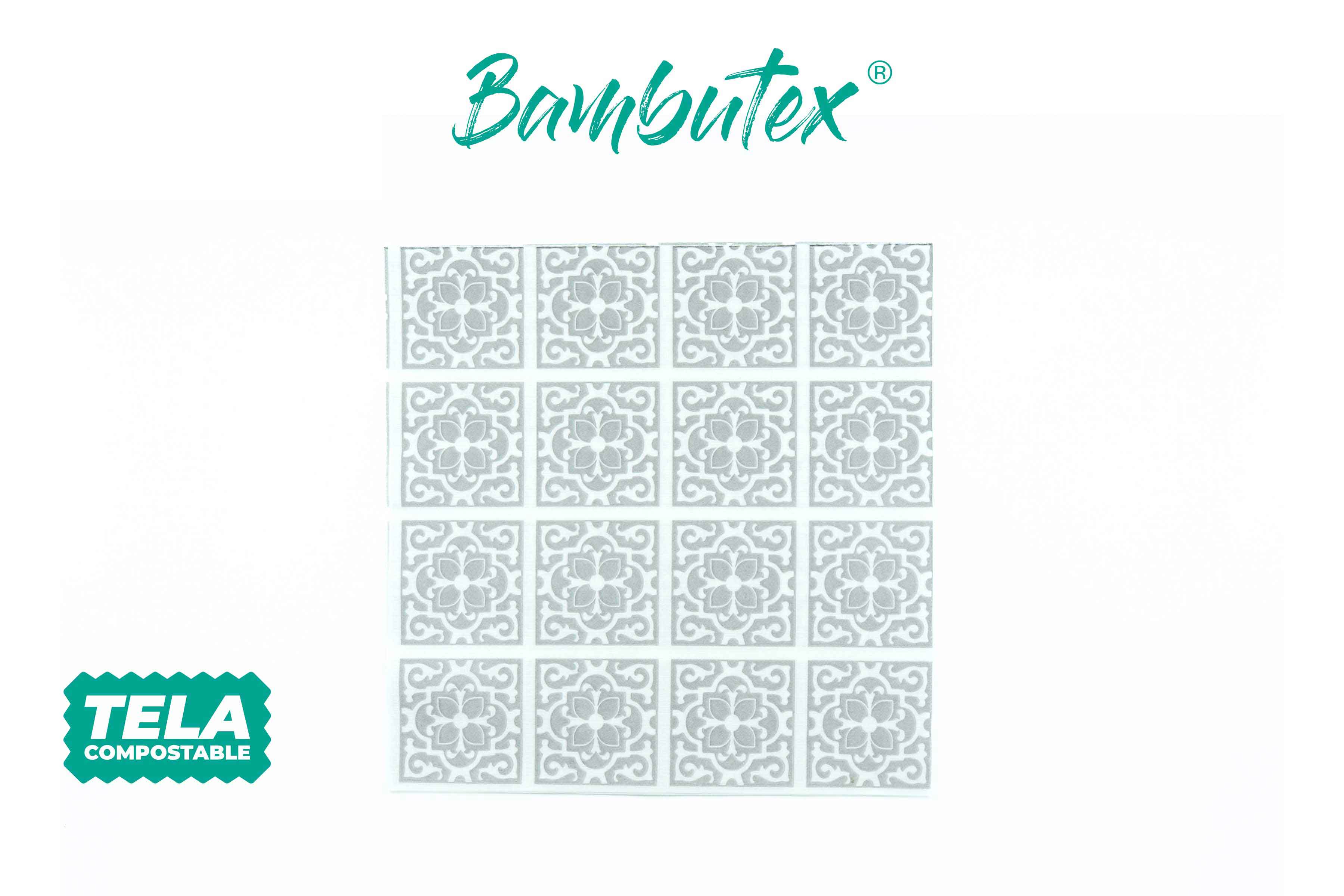 Servilletas Bambutex 48x48cm Deco. Azulejo Gris, 300uds