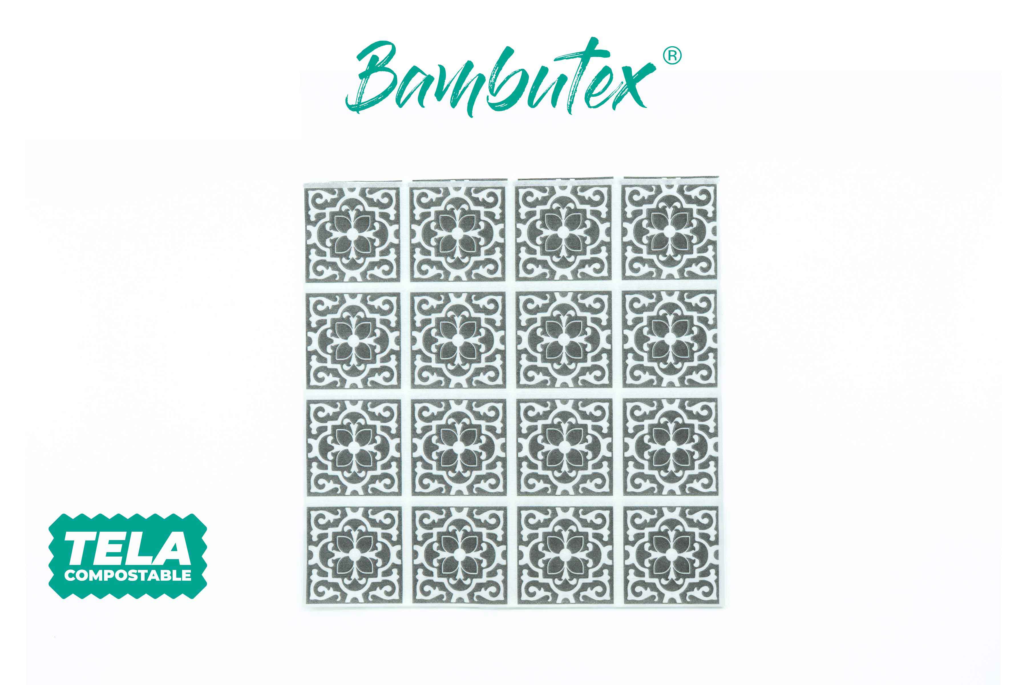 Servilletas Bambutex 48x48cm Deco. Azulejo Negro, 300uds