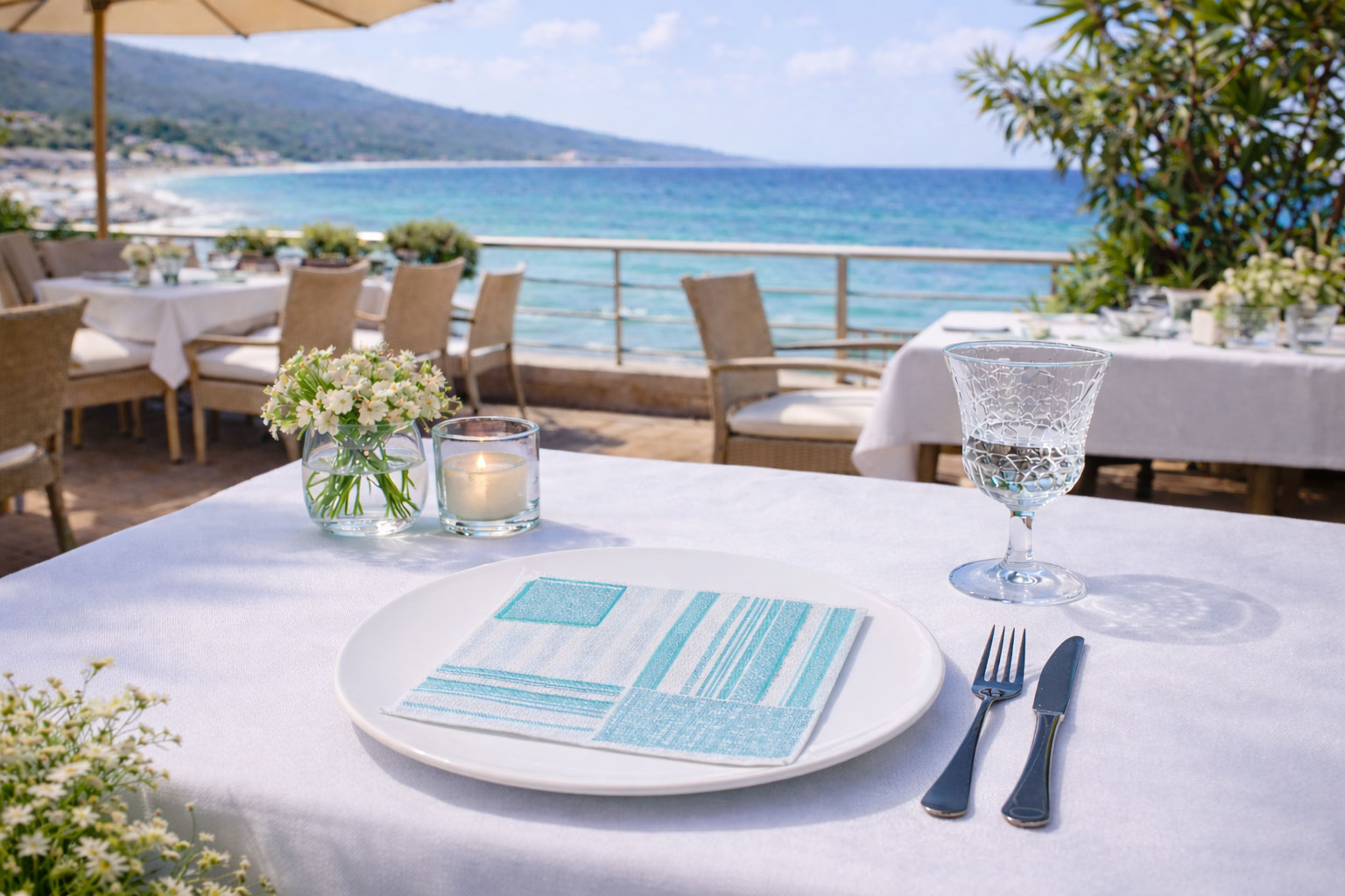 Servilletas Bambutex 48x48cm Deco. Campos Agua Marina, 300uds
