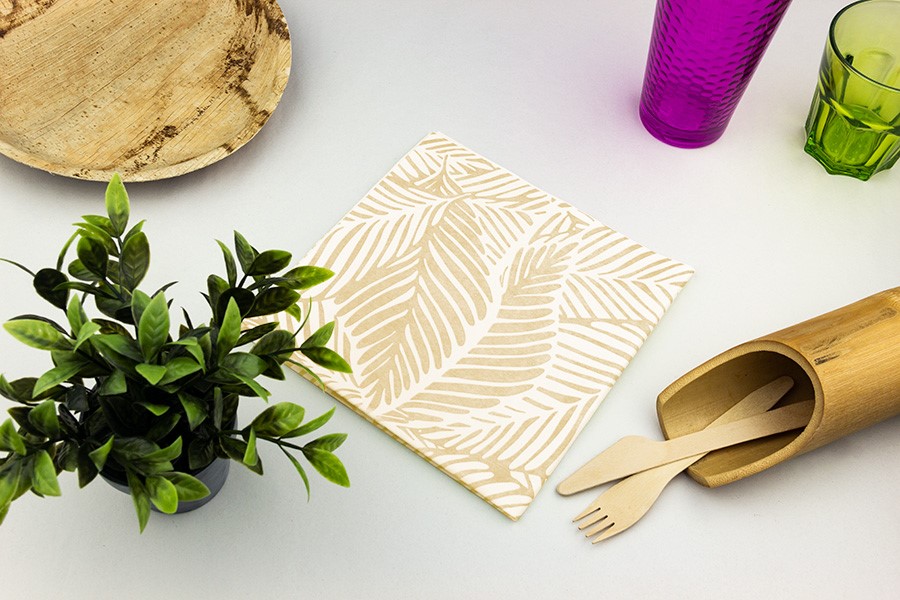 ; Servilletas Bambulux 40x40cm Dec Tropical Crema, 360uds