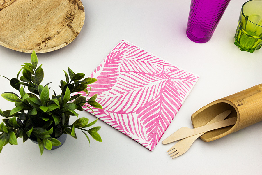; Servilletas Bambulux 40x40cm Dec Tropical Fucsia, 360uds